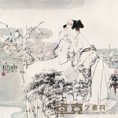 王西京 1987年作 唐人诗意图 镜心 90.5×90.5cm
